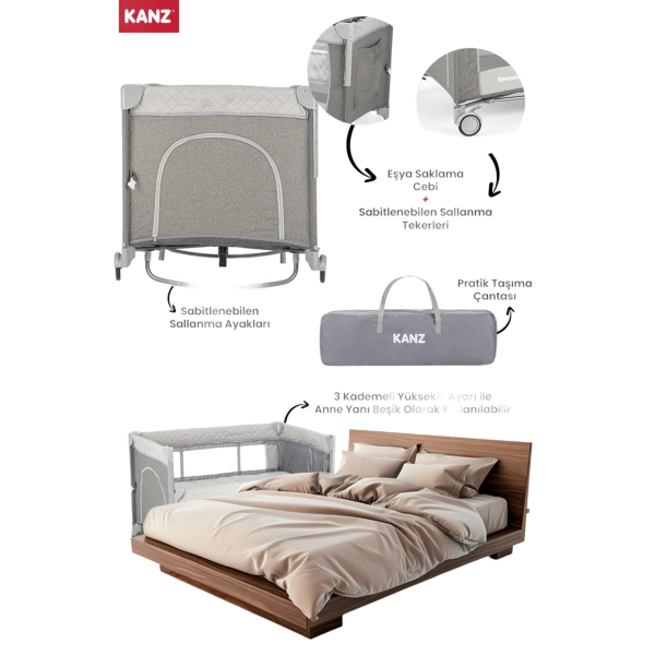 Kanz Sleepside +Plus Anne Yanı Park Yatak ve Oyun Parkı