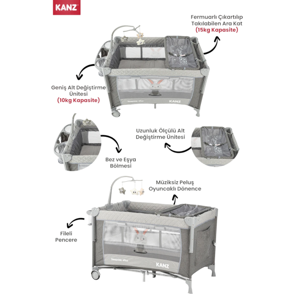 Kanz Sleepside +Plus Anne Yanı Park Yatak ve Oyun Parkı